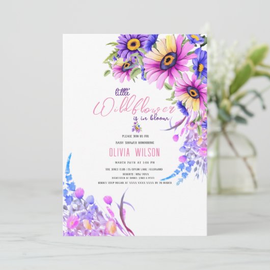 Helderroze paarse wilde bloem is onderweg #13 kaart (Staand voorkant)