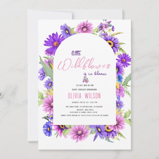 Helderroze paarse wilde bloem is onderweg #3 kaart (Voorkant)