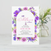 Helderroze paarse wilde bloem is onderweg #3 kaart (Staand voorkant)