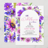 Helderroze paarse wilde bloem is onderweg #3 kaart (Voorkant / Achterkant)