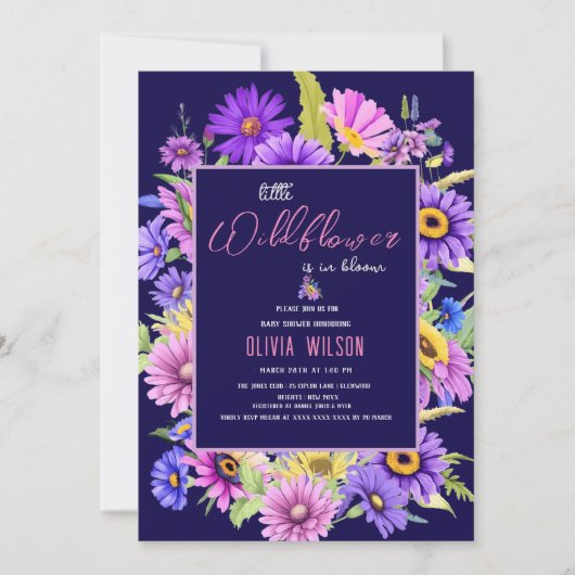 Helderroze paarse wilde bloem is onderweg #6 kaart (Voorkant)