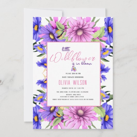 Helderroze paarse wilde bloem is onderweg #9 kaart (Voorkant)