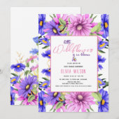 Helderroze paarse wilde bloem is onderweg #9 kaart (Voorkant / Achterkant)