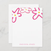 Helderroze painterly ventilator op maat notitiekaartje (Voorkant / Achterkant)