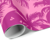 Helderroze palmpatroon cadeaupapier (Rol Hoek)