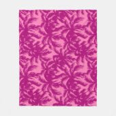 Helderroze palmpatroon fleece deken (Voorkant)