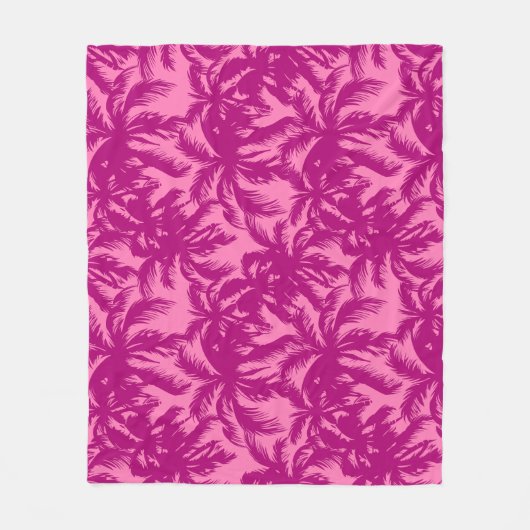 Helderroze palmpatroon fleece deken (Voorkant)
