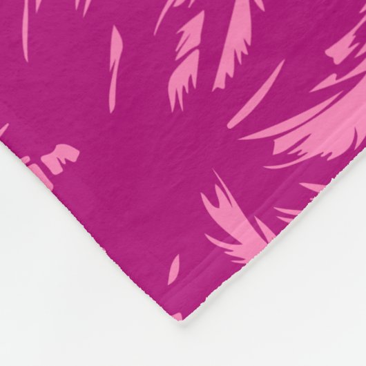 Helderroze palmpatroon fleece deken (Hoek)