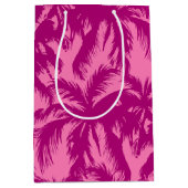 Helderroze palmpatroon medium cadeauzakje (Voorkant)