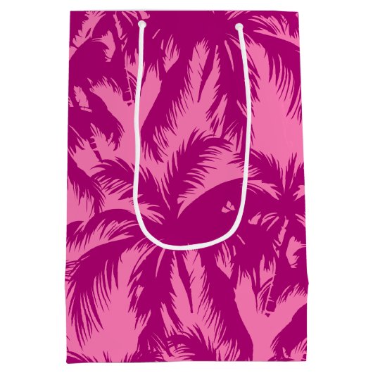 Helderroze palmpatroon medium cadeauzakje (Achterkant)