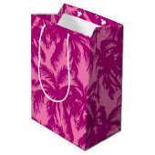 Helderroze palmpatroon medium cadeauzakje (Achterkant Gekanteld)