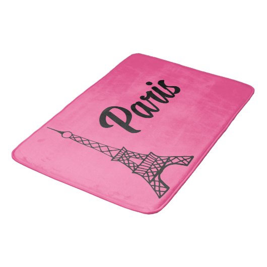 Helderroze Paris Eiffel Tower Bath Mat Rug (Gekanteld)