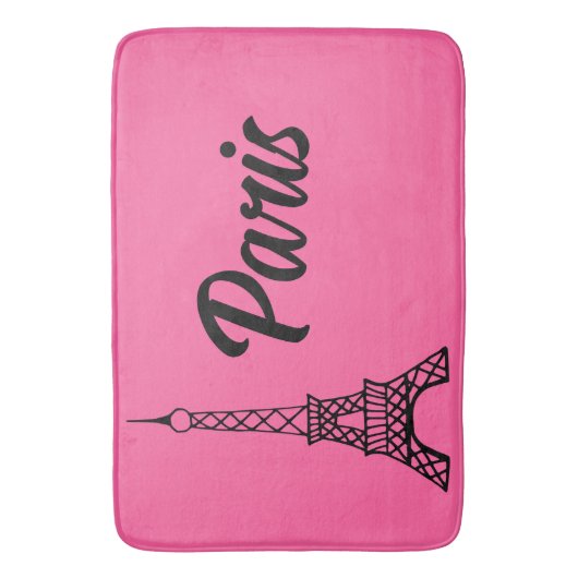 Helderroze Paris Eiffel Tower Bath Mat Rug (Voorkant Verticaal)