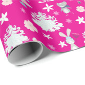 Helderroze 🎄 pastase kerstpatroon cadeaupapier (Rol Hoek)