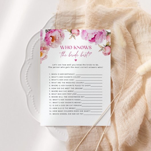 Helderroze pioen Wie kent de bruid beste kaart