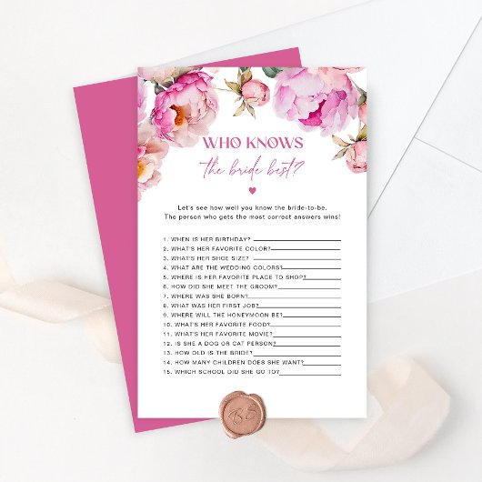 Helderroze pioen Wie kent de bruid beste spel