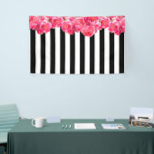Helderroze pony's Horizontale Floral Backdrop Spandoek (Beurs)