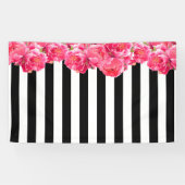 Helderroze pony's Horizontale Floral Backdrop Spandoek (Horizontaal)