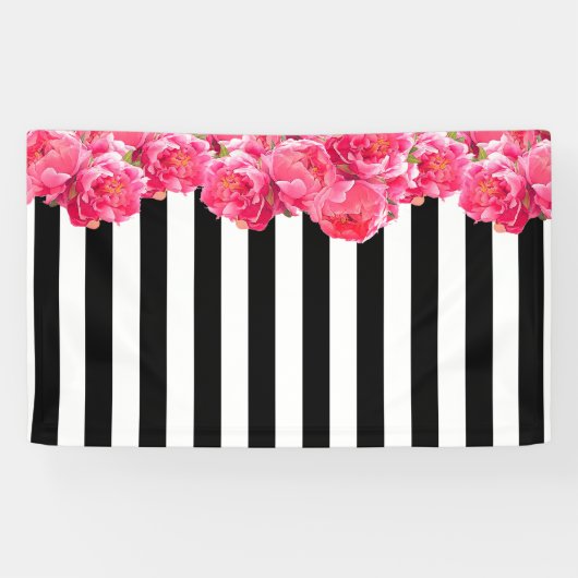 Helderroze pony's Horizontale Floral Backdrop Spandoek (Horizontaal)