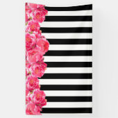 Helderroze pony's Horizontale Floral Backdrop Spandoek (Verticaal)