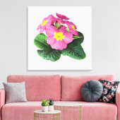 Helderroze primroses canvas afdruk (Insitu (Woonkamer))