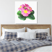 Helderroze primroses canvas afdruk (Insitu (Slaapkamer))