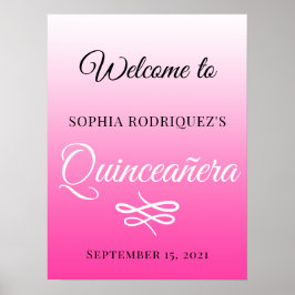 Helderroze Quinceañera 15th Birthday Welkom Poster