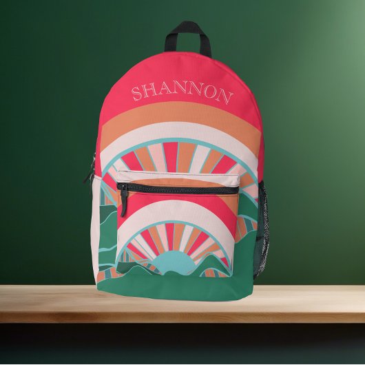 Helderroze regenboog bedrukte rugzak