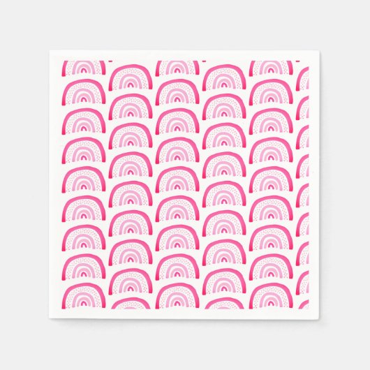Helderroze regenboogpatroon servet (Voorkant)