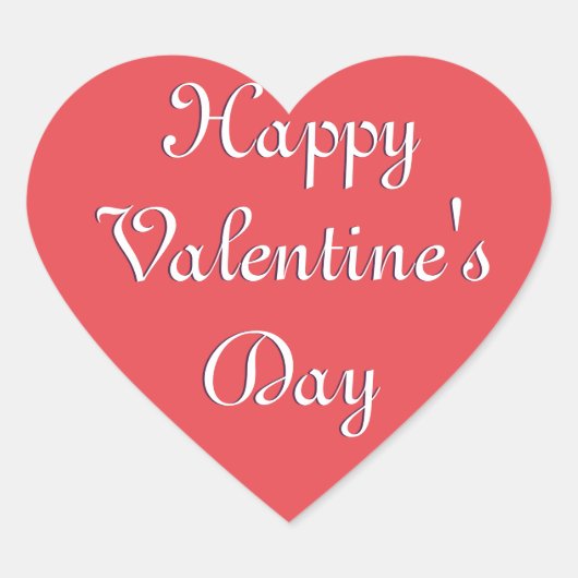 Helderroze Romantische Happy Valentine's Day Love Hart Sticker (Voorkant)