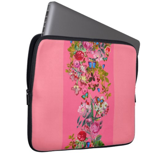 Helderroze  Roos Garden Electronics Bag Laptop Sleeve (Voorkant Rechts)