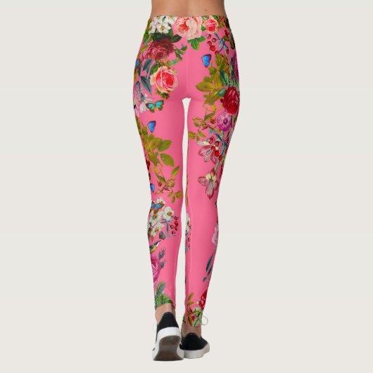 Helderroze  Roos Leggings tuin (Achterkant)