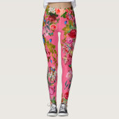 Helderroze  Roos Leggings tuin (Voorkant)