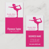 Helderroze roze roodroodje Silhouette voor Yoga In Visitekaartje (Voorkant / Achterkant)