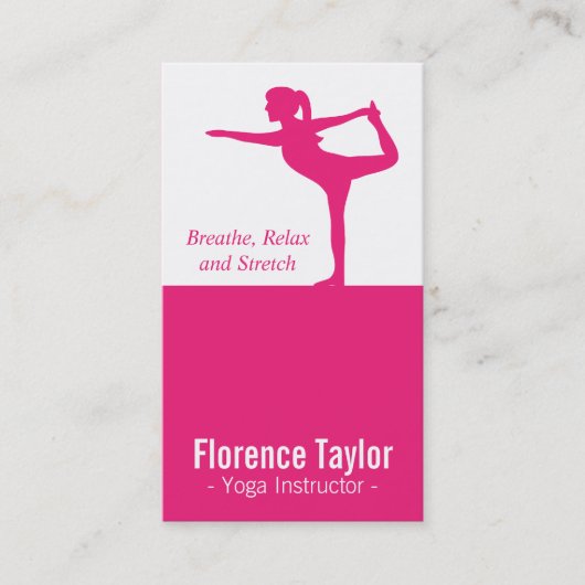 Helderroze roze roodroodje Silhouette voor Yoga In Visitekaartje (Voorkant)