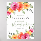 Helderroze sinaasappel pioen vrijgezellenfeest wel poster (Voorkant)