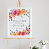 Helderroze sinaasappel pioen vrijgezellenfeest wel poster