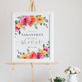 Helderroze sinaasappel pioen vrijgezellenfeest wel poster