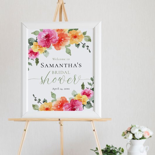 Helderroze sinaasappel pioen vrijgezellenfeest wel poster