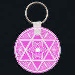 Helderroze ster van David Sleutelhanger<br><div class="desc">Fun roze ster van David design.</div>
