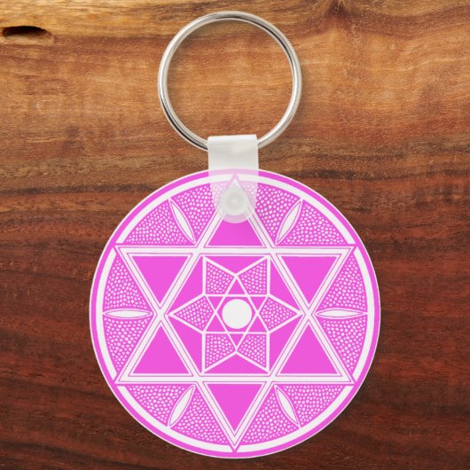 Helderroze ster van David Sleutelhanger (Voorkant)