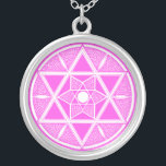 Helderroze ster van David Zilver Vergulden Ketting<br><div class="desc">Fun roze ster van David design.</div>