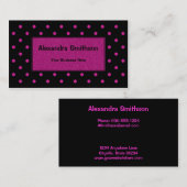 Helderroze Stippen op zwarte achtergrond Visitekaartje (Voorkant / Achterkant)