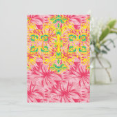 Helderroze stof met levendig bloemmotief kaart (Staand voorkant)