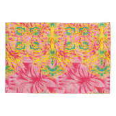 Helderroze stof met levendig bloemmotief kussensloop (Achterkant-Links)