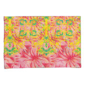 Helderroze stof met levendig bloemmotief kussensloop (Voorkant-Rechts)