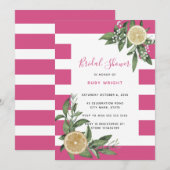 Helderroze strepe CitrusVrijgezellenfeest Kaart (Voorkant / Achterkant)