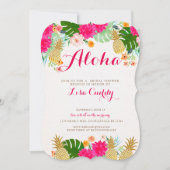 Helderroze Tropische Bruids Douche Uitnodiging (Voorkant)