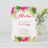 Helderroze Tropische Bruids Douche Uitnodiging (Staand voorkant)