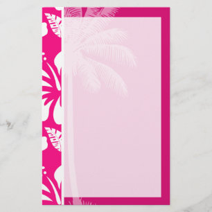 Helderroze tropische hibiscus briefpapier